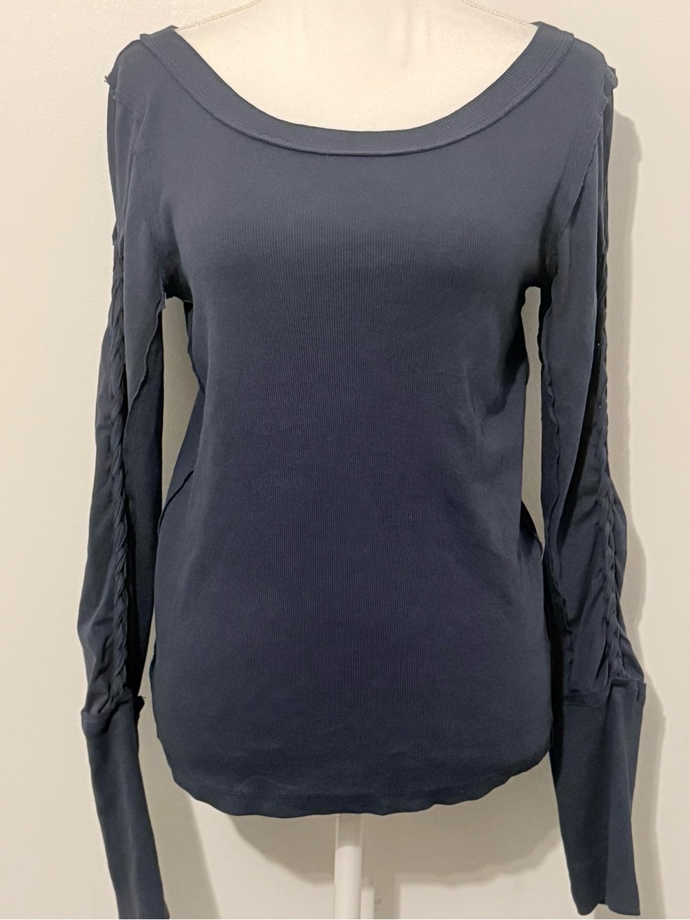 We The Free (Free People), Size Large Blue Braided Long Sleeve